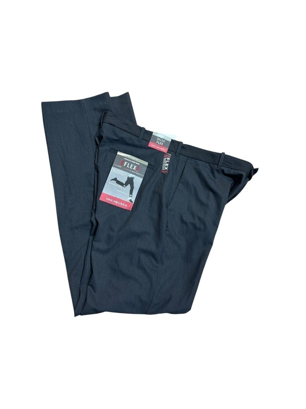 Van Heusen Charcoal Flex Fit Dress Trousers 36x34 NWT